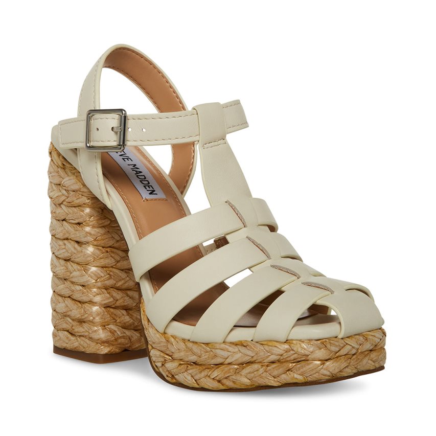 Sandalias Tacones Steve Madden Gallery Cuero Mujer Creme | ES OT2S84